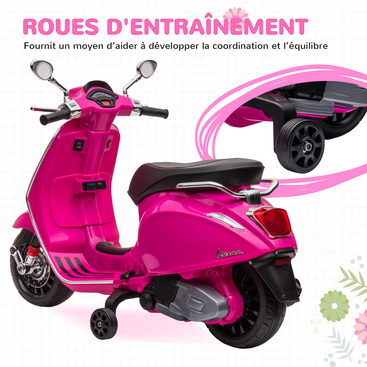 ELEKTRO-KINDERAUTO DE-13036 Stützräder Rosa - Pink, Kunststoff (107/47/73cm) - ComfortXL