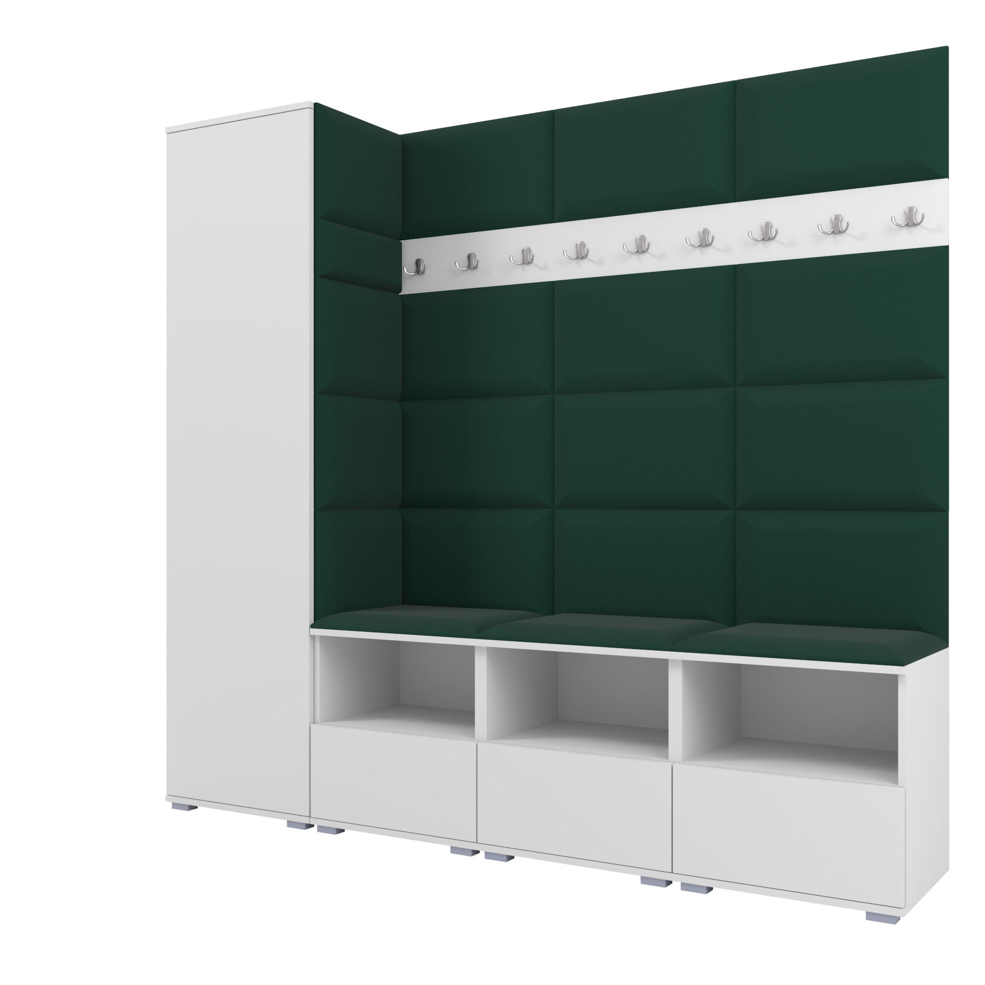 Ravio Garderobe Weiß, Dunkelgrün 200x187x40 cm