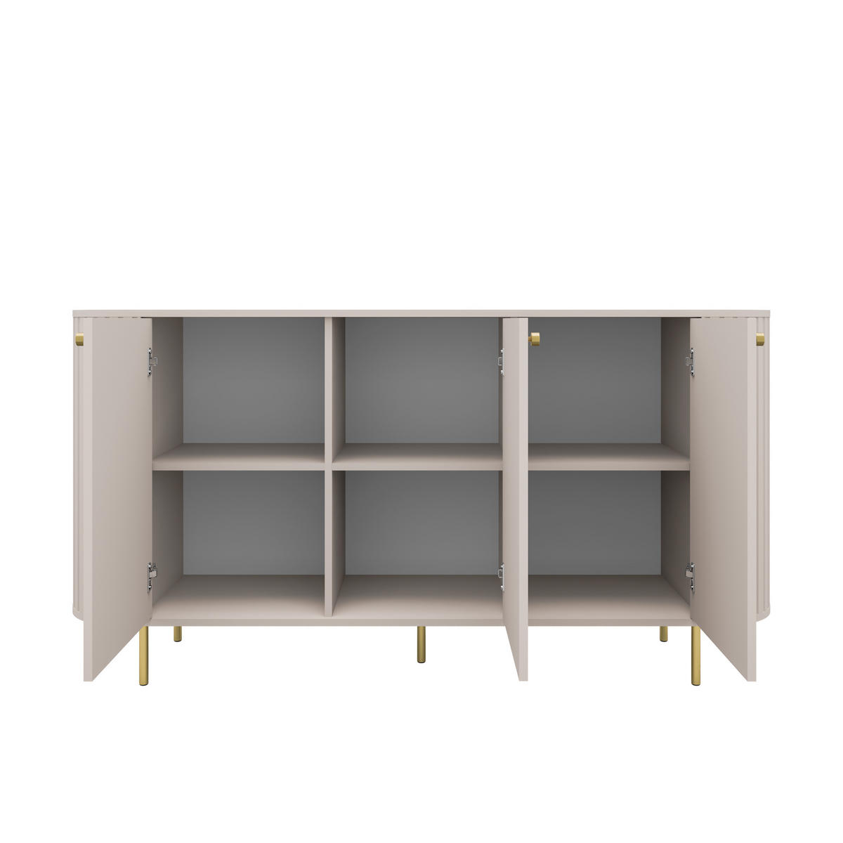 KOMMODE Olivia 165cm, mit 3 Türen und geriffeltem Design, kaschmir - Kaschmir, Metall (43/85/165cm) - Margaret Hadas24