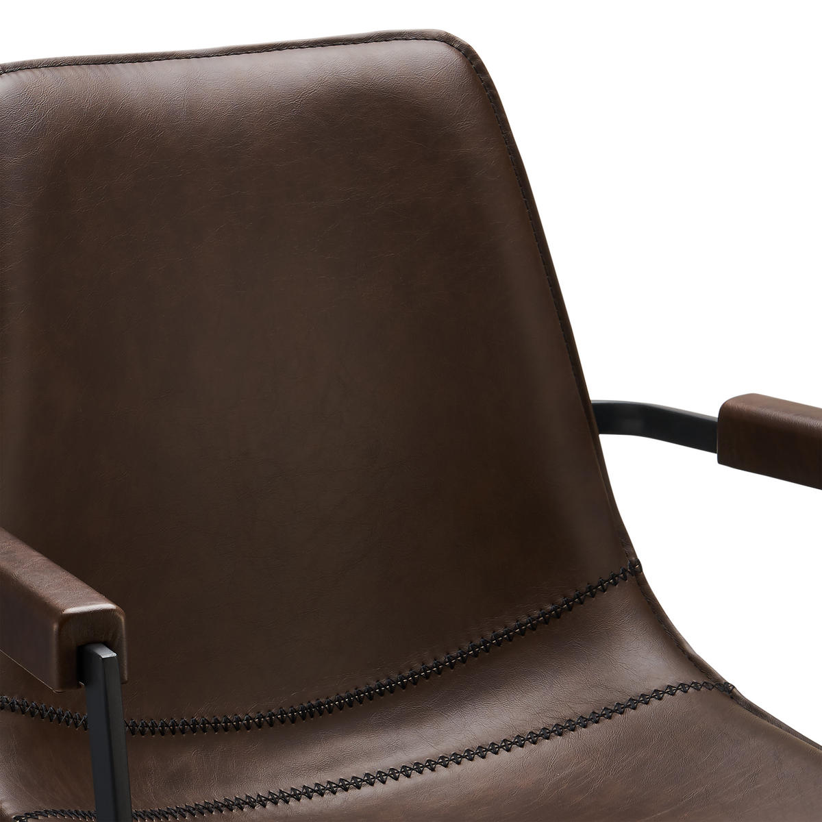 ARMLEHNSTUHL 2er-Set dunkelbraun - Schwarz/Braun, Leder/Textil (59/85/57cm) - ebuy24