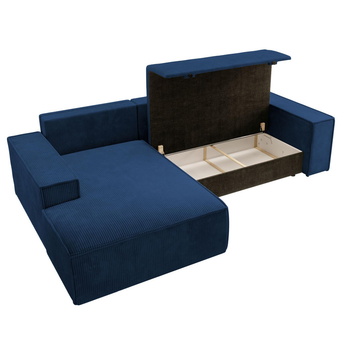 ECKSOFA Farese New Dunkelblau mit Cordbezug, links - Schwarz/Dunkelblau, Kunststoff/Textil (267/167cm) - Selsey