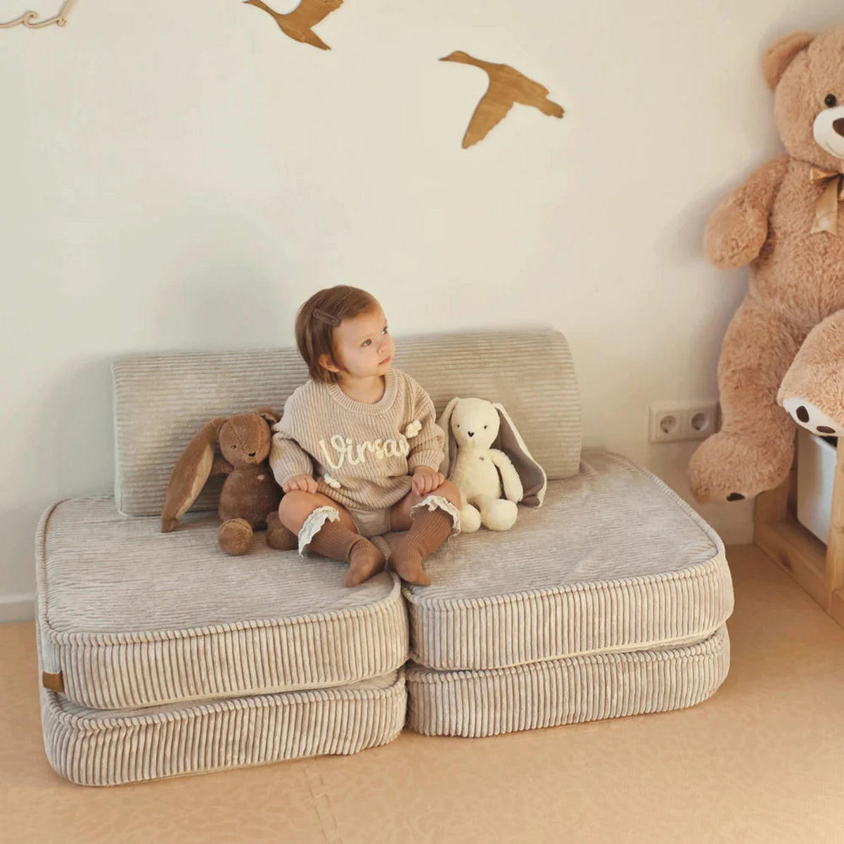 KINDERSOFA AESTHETIC 120 cm Cord Ecru 4 Stk - Beige, Textil (60/12.5/120cm) - MeowBaby