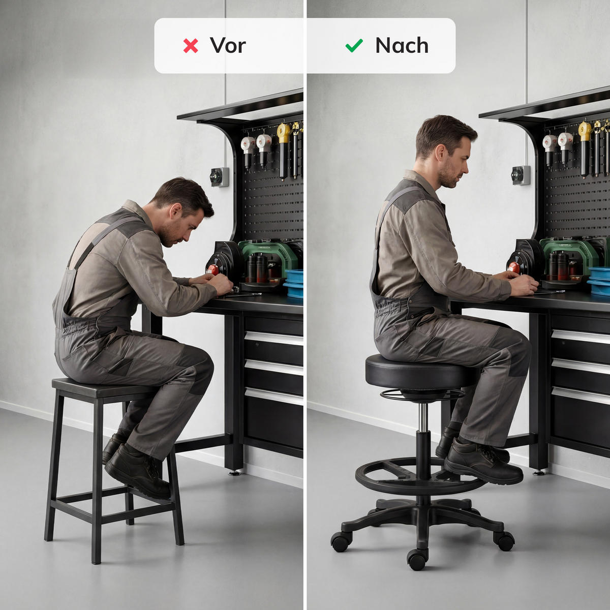 GARAGENHOCKER - Schwarz, Metall (68/58/68cm)