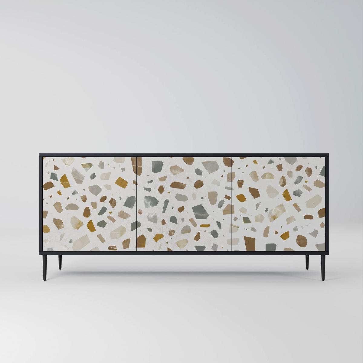 SIDEBOARD PIECES OF TOMORROW, Eicheneffekt, 164,5x42x77,5 cm, 3 Türen - Eichefarben/Buchefarben, Holzwerkstoff/Buchenholz (164.5/77.5/42cm) - SpaceRebels
