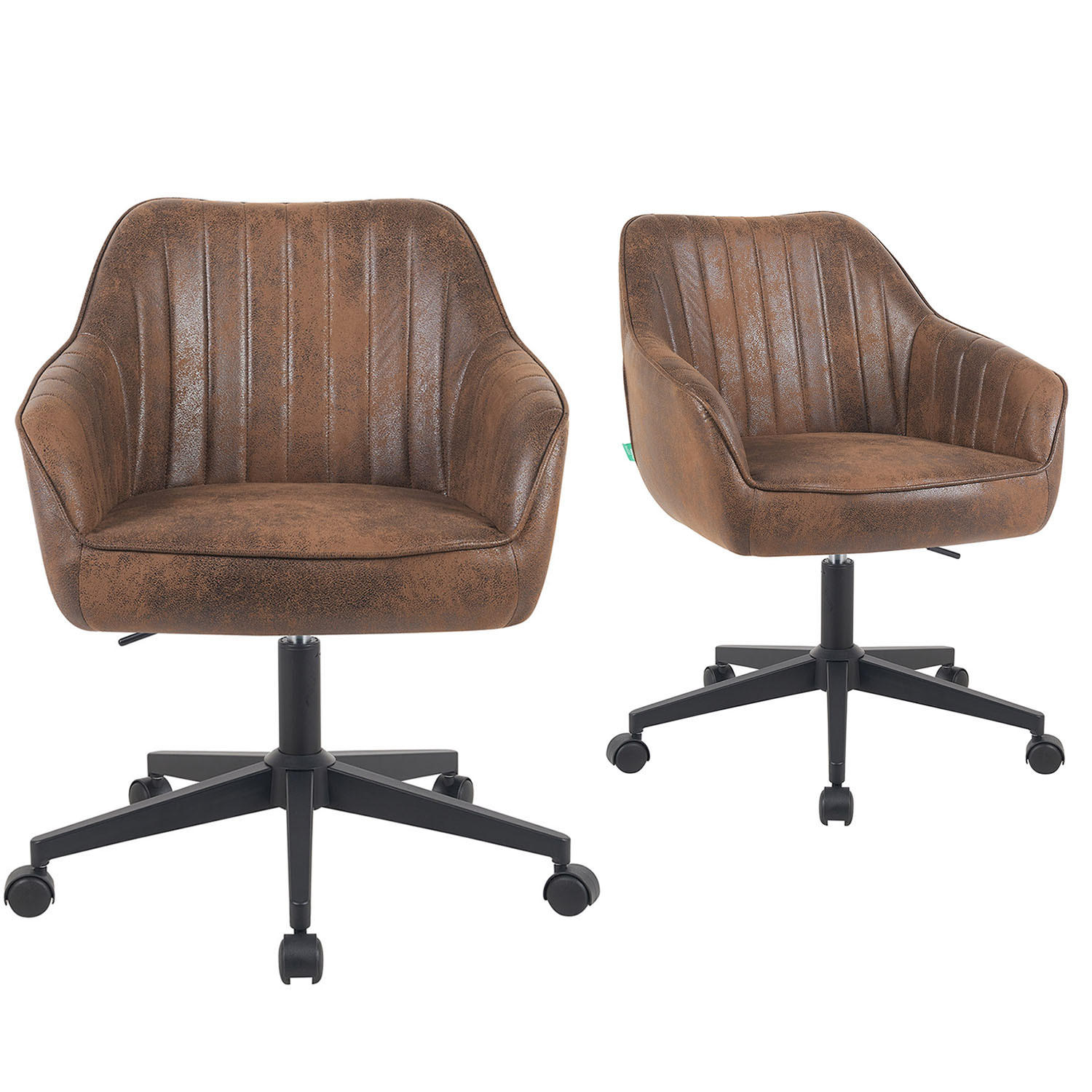 BÜROSTUHL Mika-Elio 2er-Set - Schwarz/Braun, Textil/Metall (60/79/61cm) - DUBI Möbel