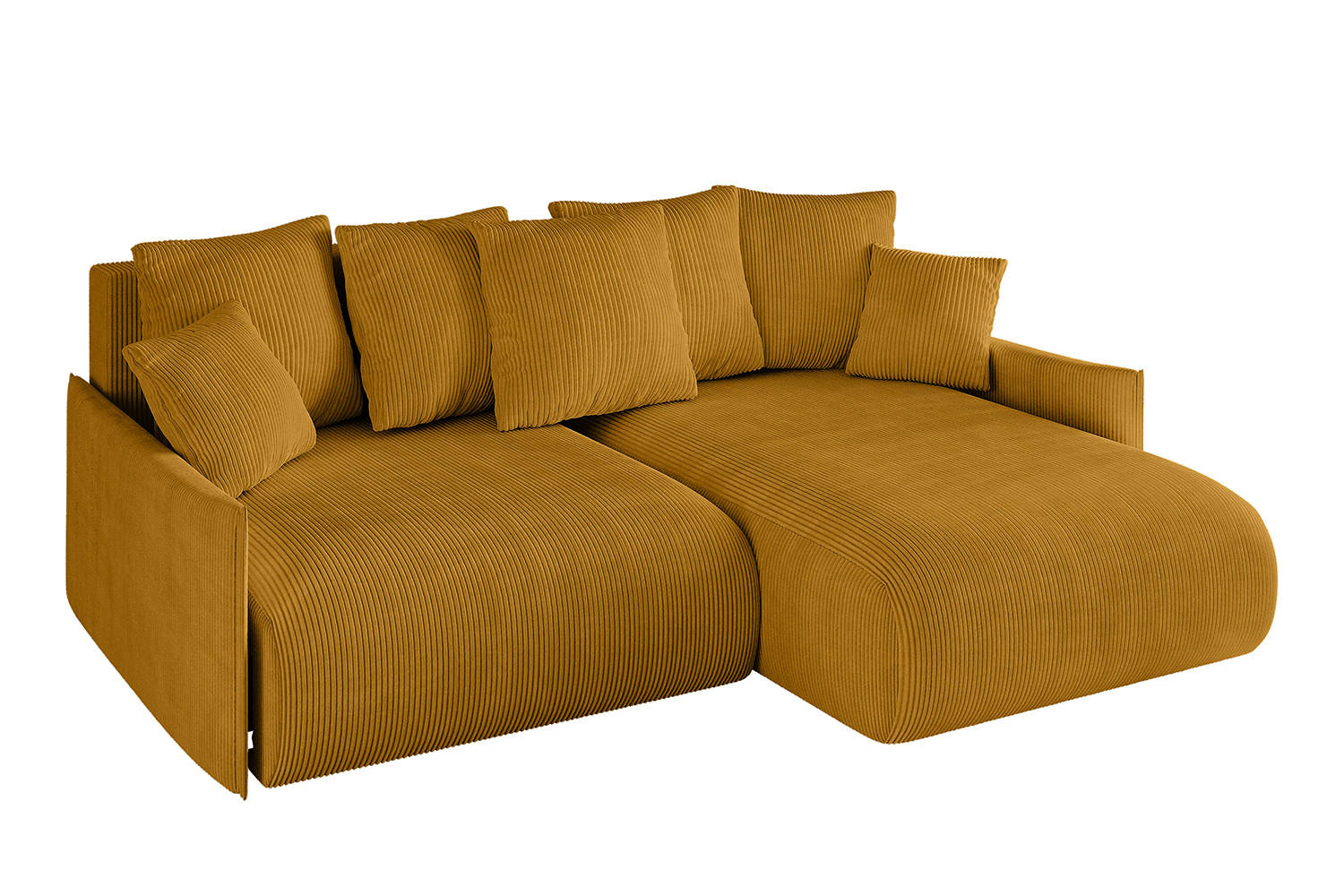 ECKSOFA Ottomane rechts ONESK-L -v1 216x177x72 Senfgelb Cord - Currygelb, Holzwerkstoff/Kunststoff (177/216cm) - ALTDECOR