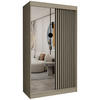 SCHWEBETÜRENSCHRANK Cabinio Beige 120/216/61 cm – mit Spiegel und Lamellen - Beige/Schwarz, Holzwerkstoff/Kunststoff (120/216/61cm) - AX Living