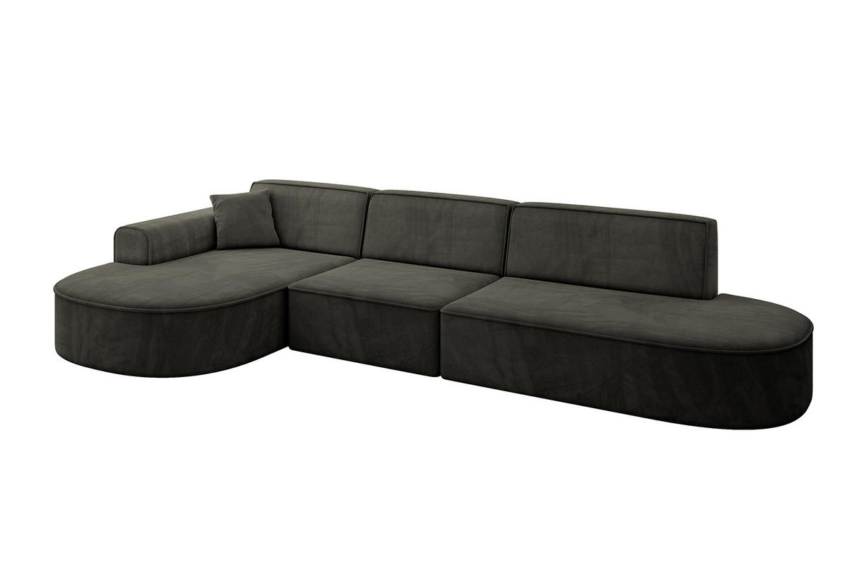 ECKSOFA Ottomane Links MARI-L2 - 328x171x79 cm Schwarz Velours - Schwarz, Holzwerkstoff/Kunststoff (328/171cm) - ALTDECOR