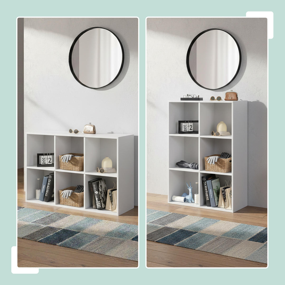 BÜCHERREGAL - Weiß, Holzwerkstoff/Textil (61/91/30cm) - Relaxdays