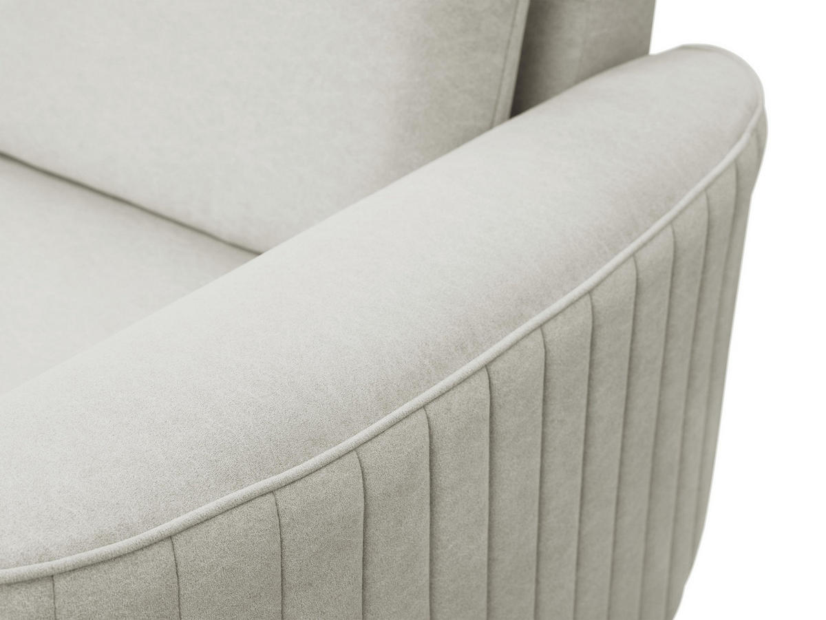 ECKSOFA VELA R-S Hellgrau Velours-Stoff mit Schlaffunktion - Hellgrau, Holz (251/251cm) - MASSENO