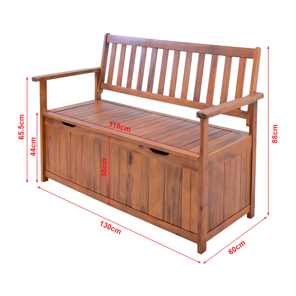 GARTENBANK Avezzano - Akaziefarben, Holz (60/88/130cm) - [en.casa]