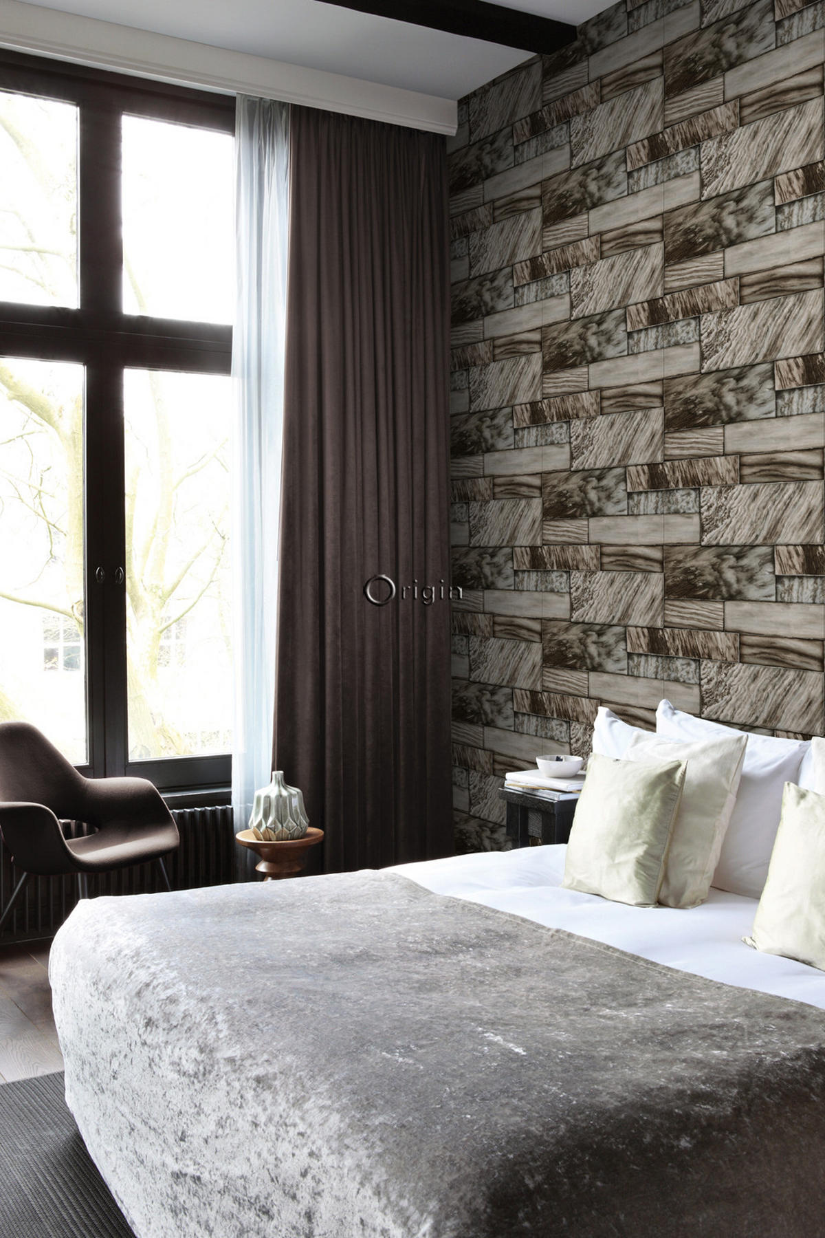 TAPETE Marmor-Optik 53 cm x 10.05 m - Braun, Papier (53/1000cm) - Origin Wallcoverings