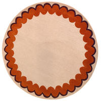 TEPPICH aus Wolle, handgetuftet, WAVENEY, in Orange, Zickzack-Wellenbordüre, Ø 160 cm - Orange, Textil (160/160cm) - KADIMA DESIGN
