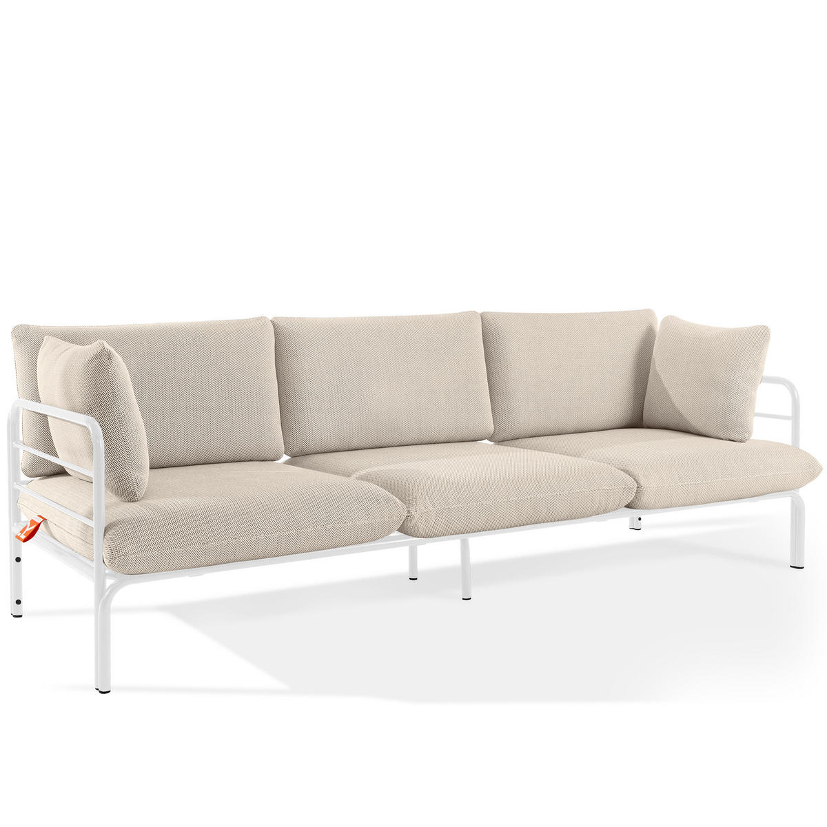 GARTENSOFA RAMBE 3-Personen mit Kissen, Weiß - Beige/Weiß, Textil/Metall (225/80/80cm) - KONSIMO®