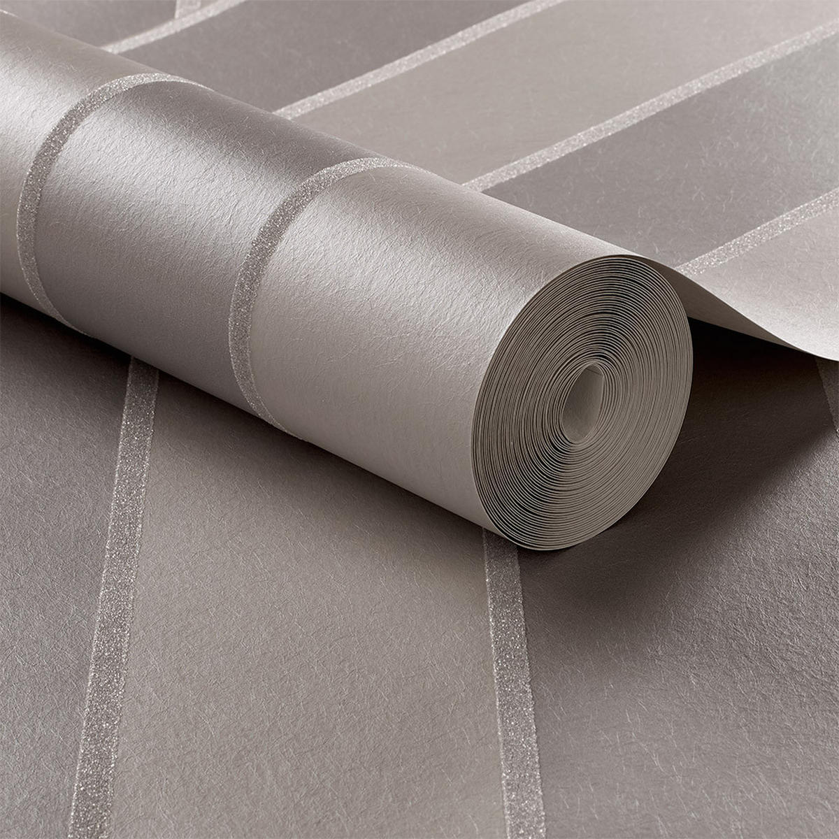 VLIESTAPETE - Barock Perlenstreifen Platin - Silberfarben, Papier/Kunststoff (52/1005cm) - Graham & Brown