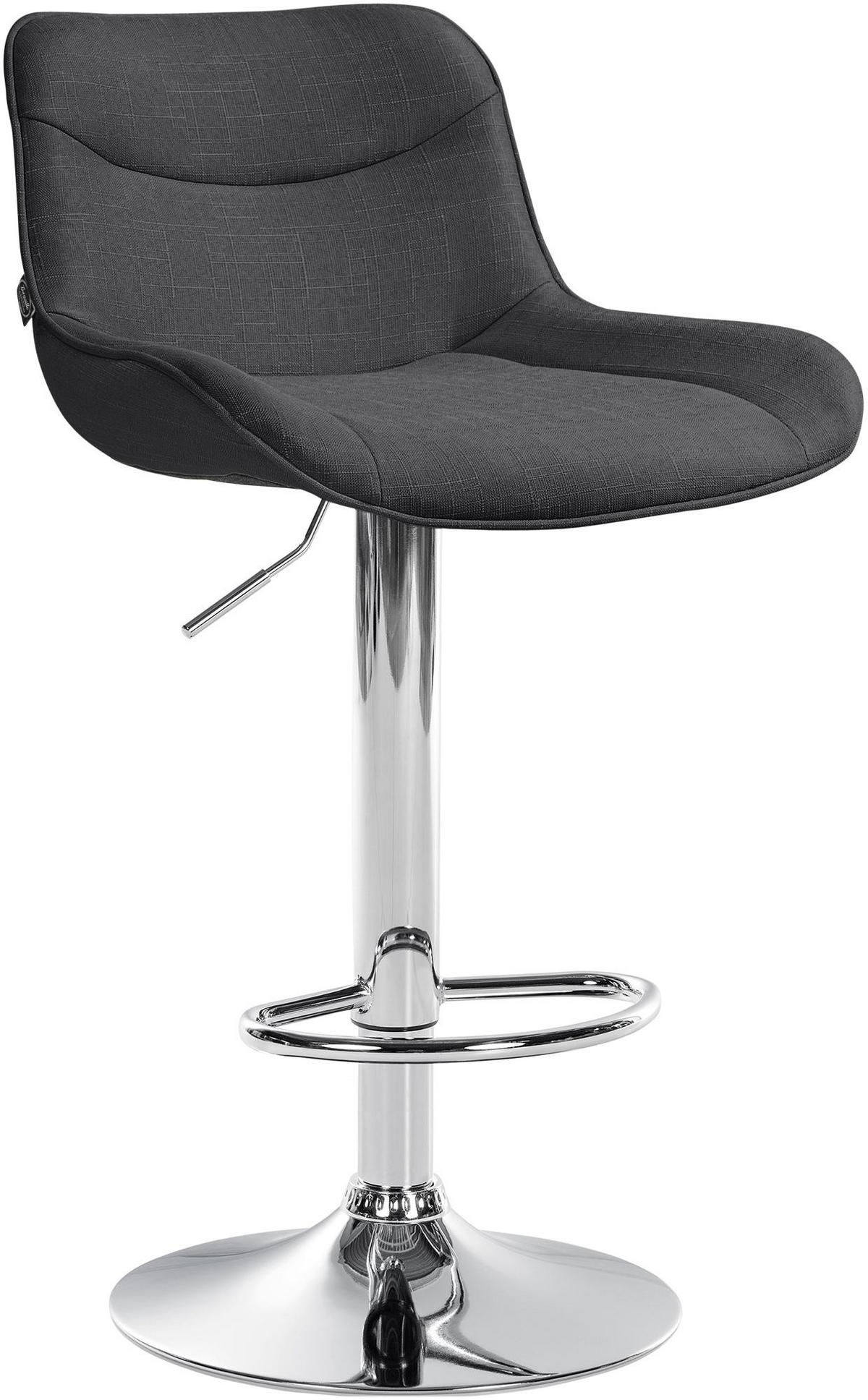 BARHOCKER Stoff dunkelgrau - Chromfarben/Dunkelgrau, Textil/Metall (49/85/51cm) - CLP