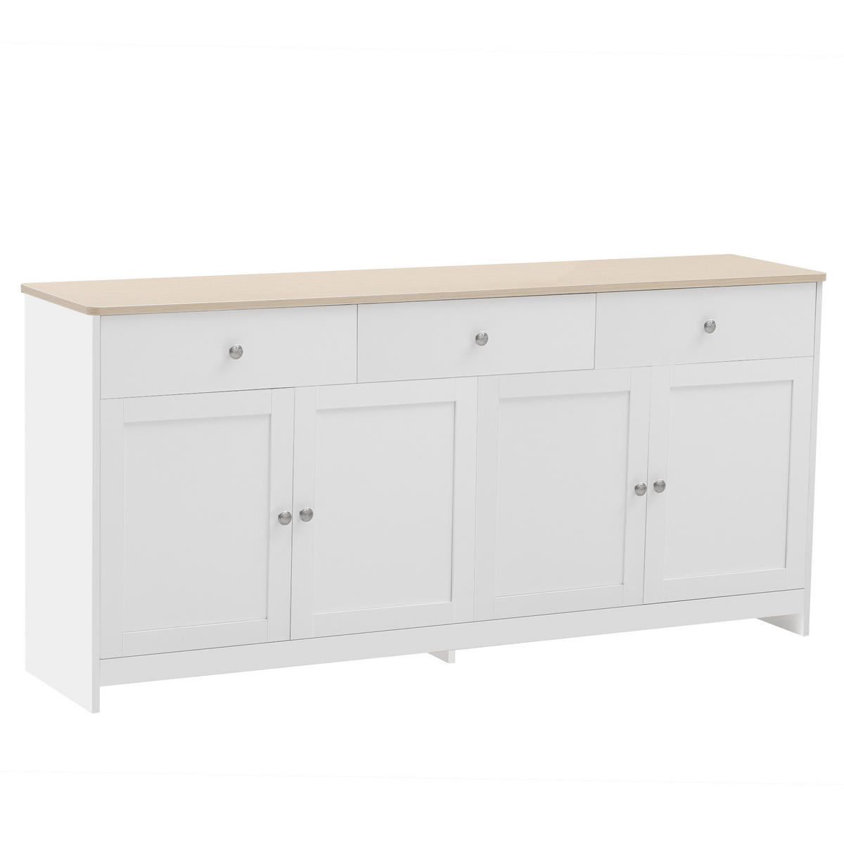SIDEBOARD 160/37/75 cm mit 4 Türen & 3 Schubladen in Weiß und Holzfarbe - Weiß, Holzwerkstoff (160/75/37cm) - BEAOK
