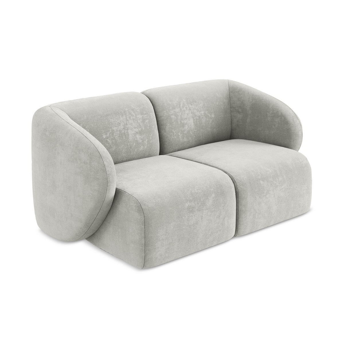 2-SITZER-SOFA Chenille Stoff Grau - Hellgrau/Schwarz, Holzwerkstoff/Kunststoff (174/75/94cm) - LaMiaSofa