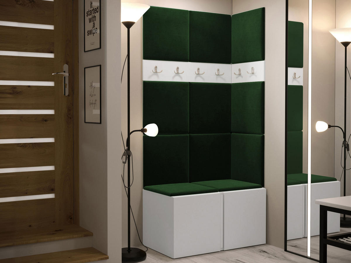 MOBILIER PENTRU HOL Orion I - alb/verde, material plastic/compozit lemnos (84/186/46cm) - MIRJAN24