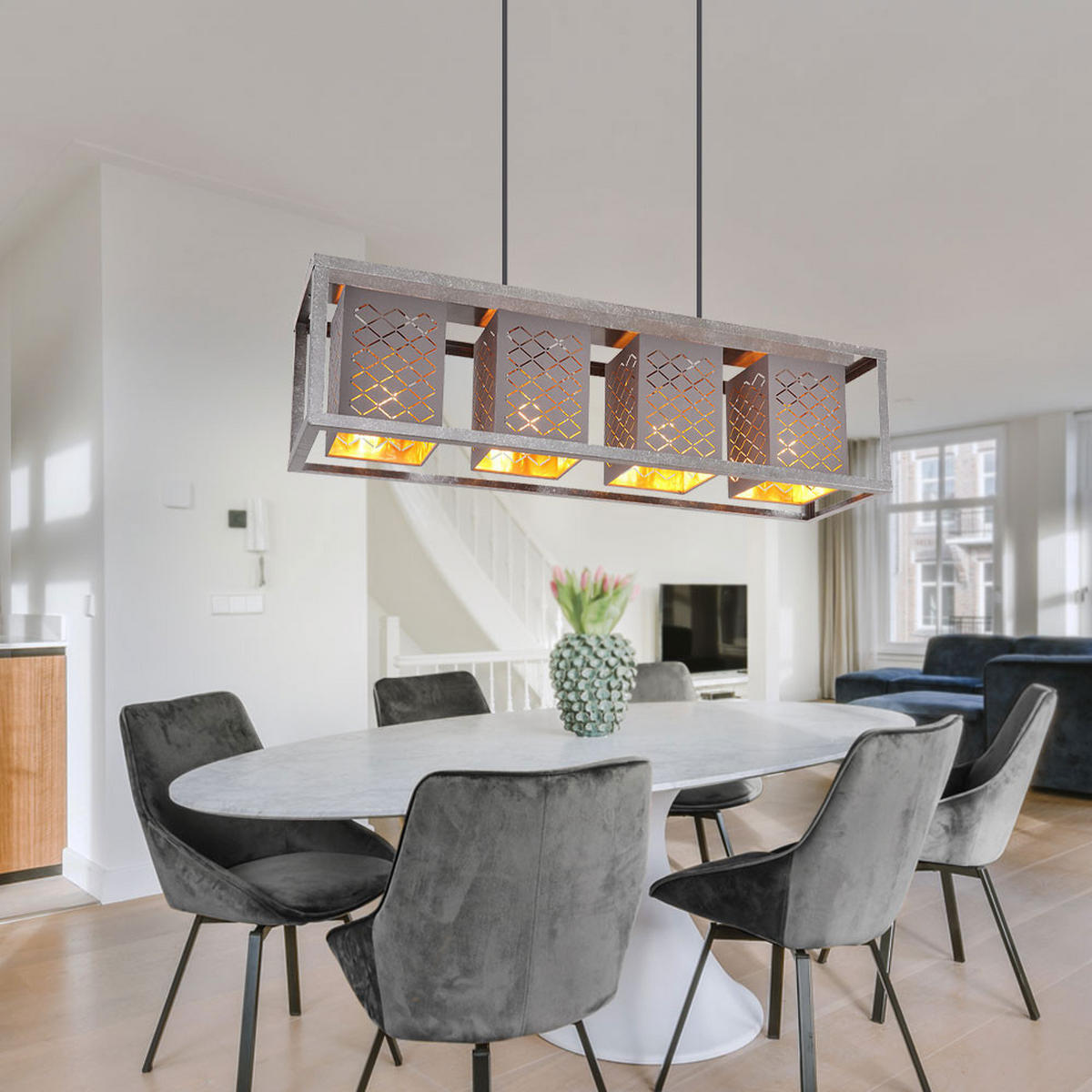 HÄNGELEUCHTE Metall Grau - Grau, Metall (75/20/120cm)