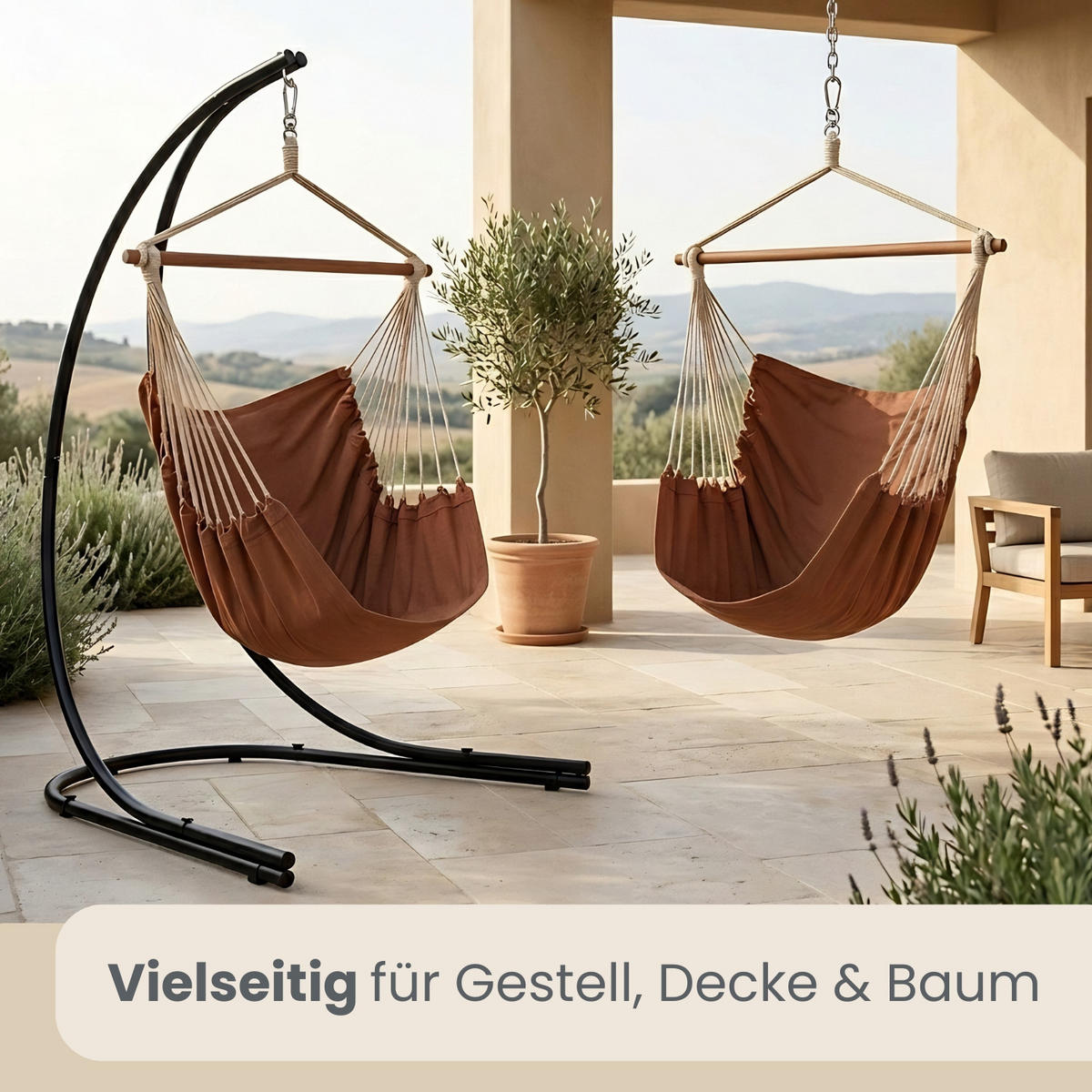 XXL HÄNGESESSEL 185/130 cm Belastbar bis 150 kg Braun - Braun, Textil (130/155/185cm) - Amanka