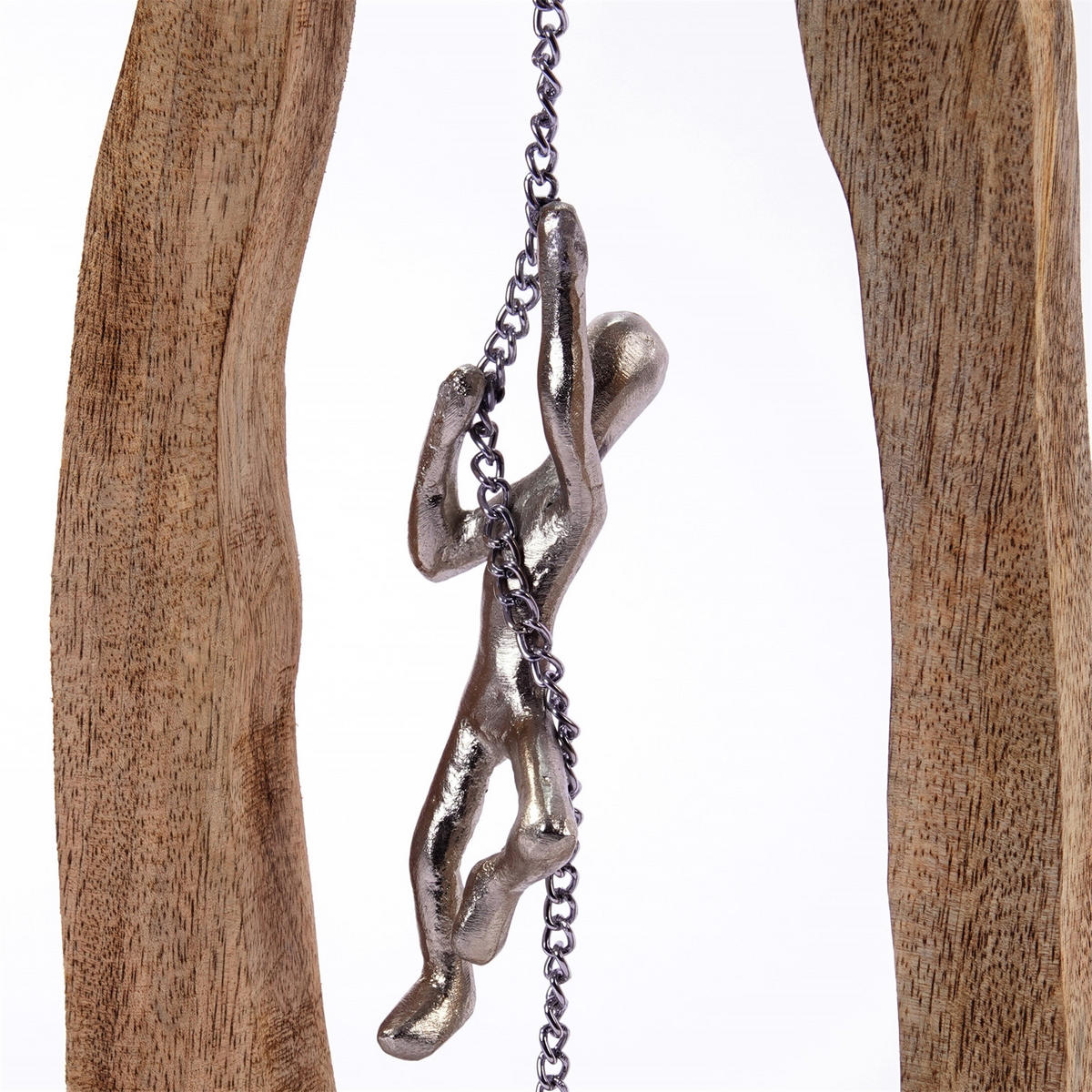 SKULPTUR Swing Mangoholz, Metall silber-natur - Naturfarben, Metall (18/65/9cm) - CREEDWOOD