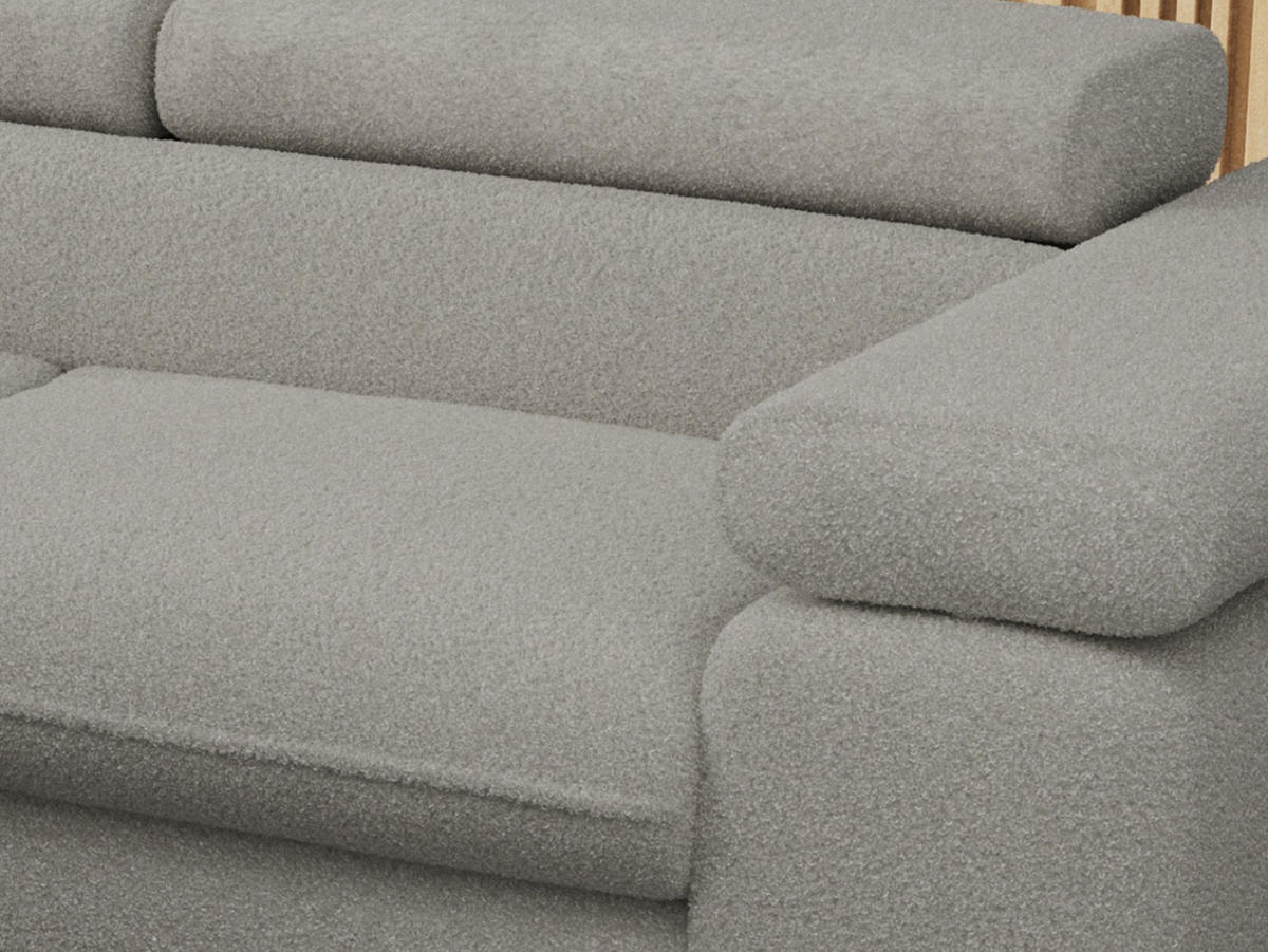 ECKSOFA PETER L Hellgrau Boucle - Links Seite - Hellgrau/Schwarz, Textil/Metall (208/273cm) - MKS