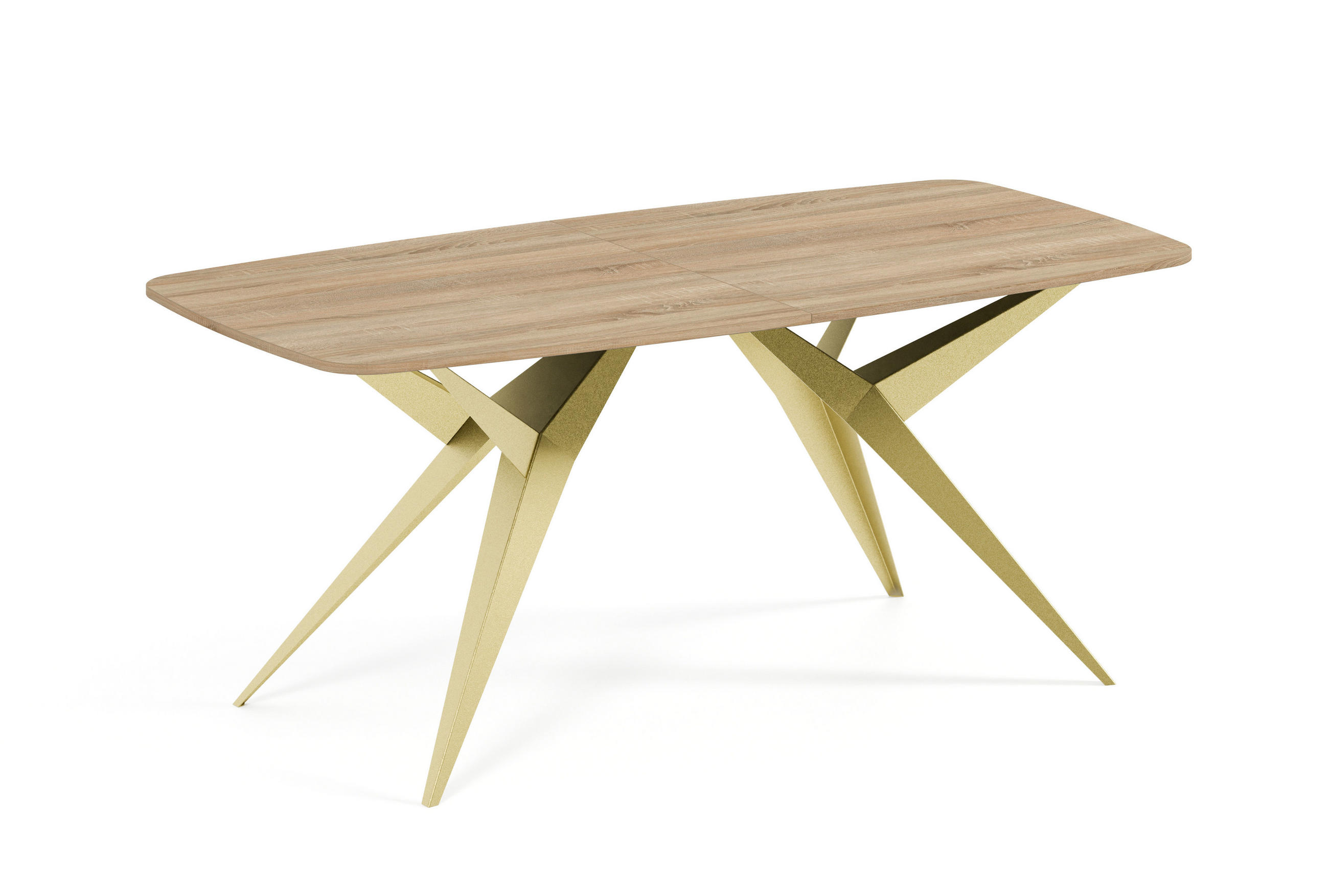 ESSTISCH AXIS - Goldfarben/Sonoma Eiche, Holzwerkstoff/Metall (90/180/76cm) - Meblini