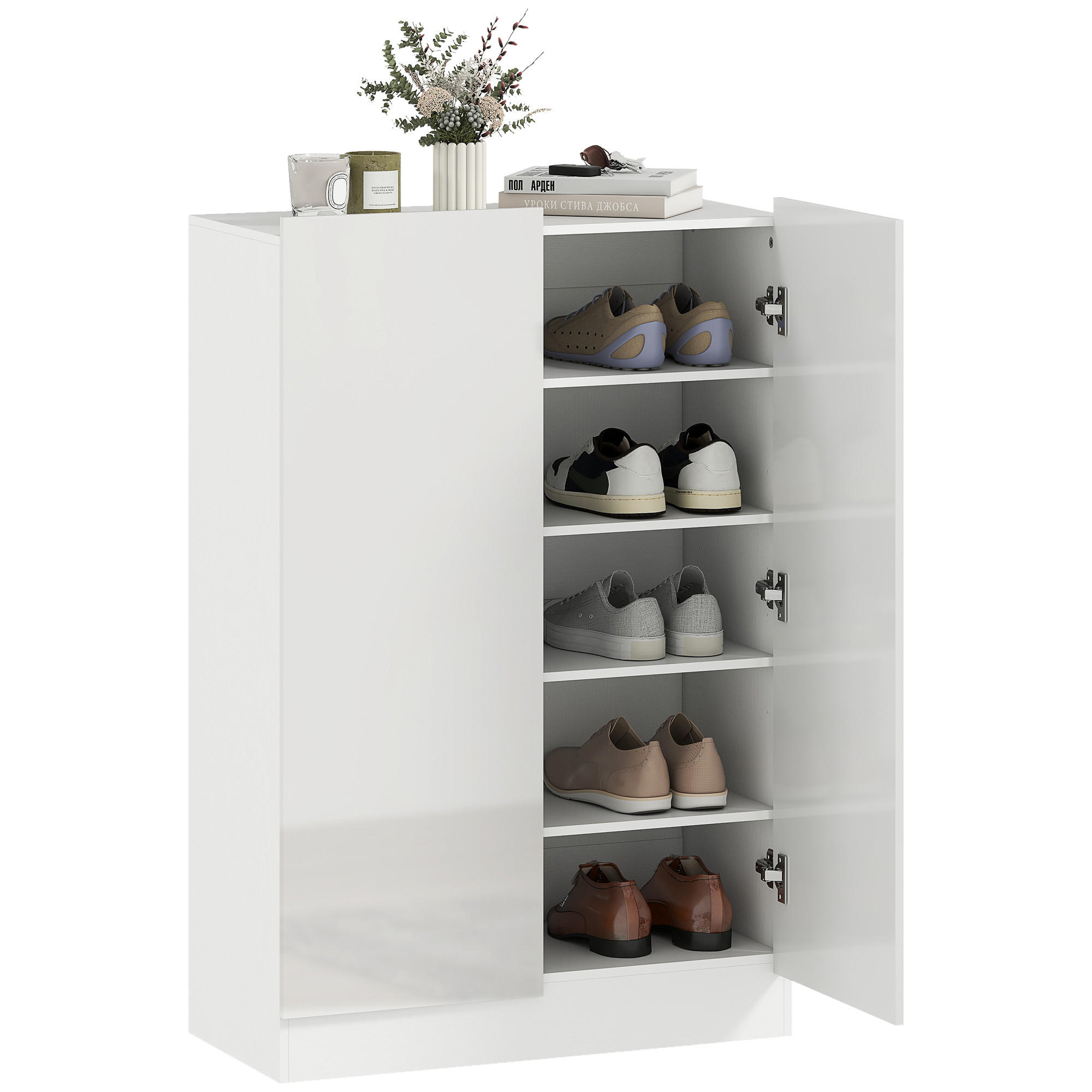 SCHUHSCHRANK DE-09737 Weiß - Weiß, Holzwerkstoff (72/103/34.5cm) - ComfortXL