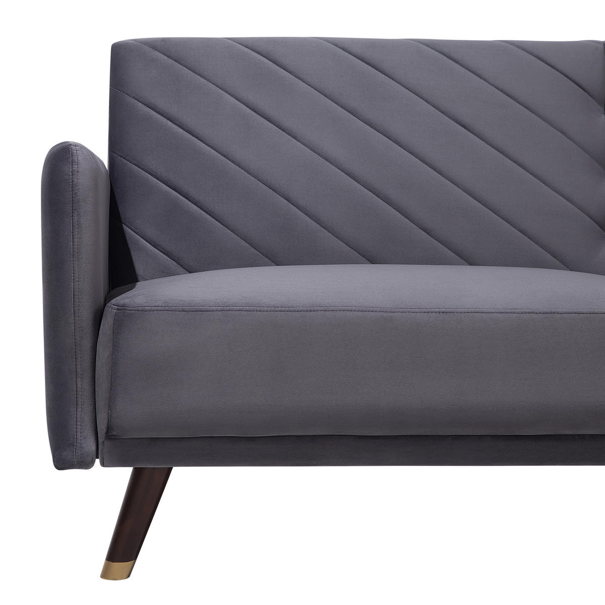 3-SITZER-SCHLAFSOFA Samtstoff Grau Senja - Grau, Textil (200/87/95cm) - Beliani