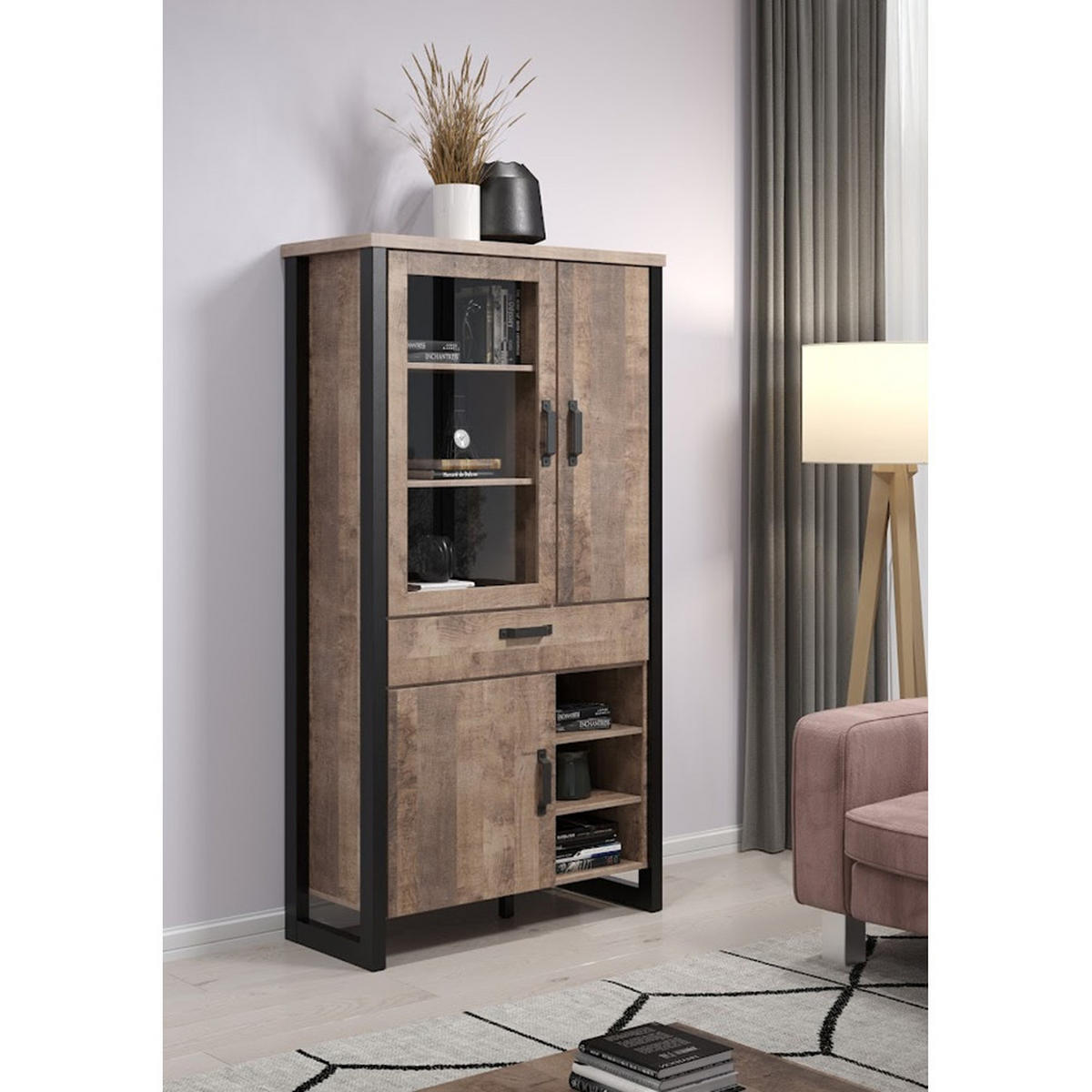 VITRINE Emile Eiche Dekor - Eichefarben, Holzwerkstoff (106/106/195cm) - ebuy24