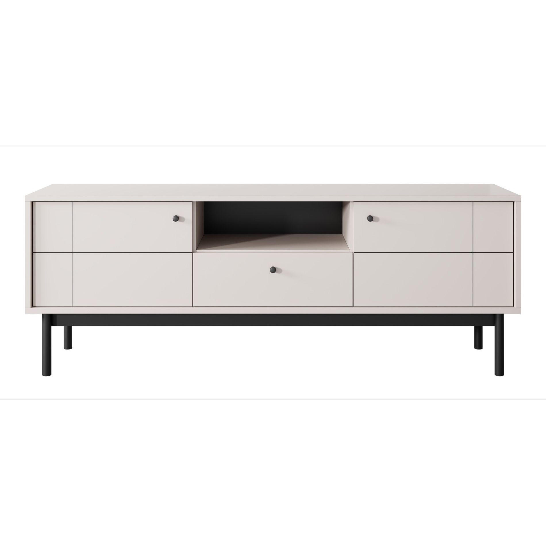 TV-LOWBOARD Japandies Greige 153 cm - Taupe/Schwarz, Holz/Holzwerkstoff (153.5/56.6/39cm) - Selsey