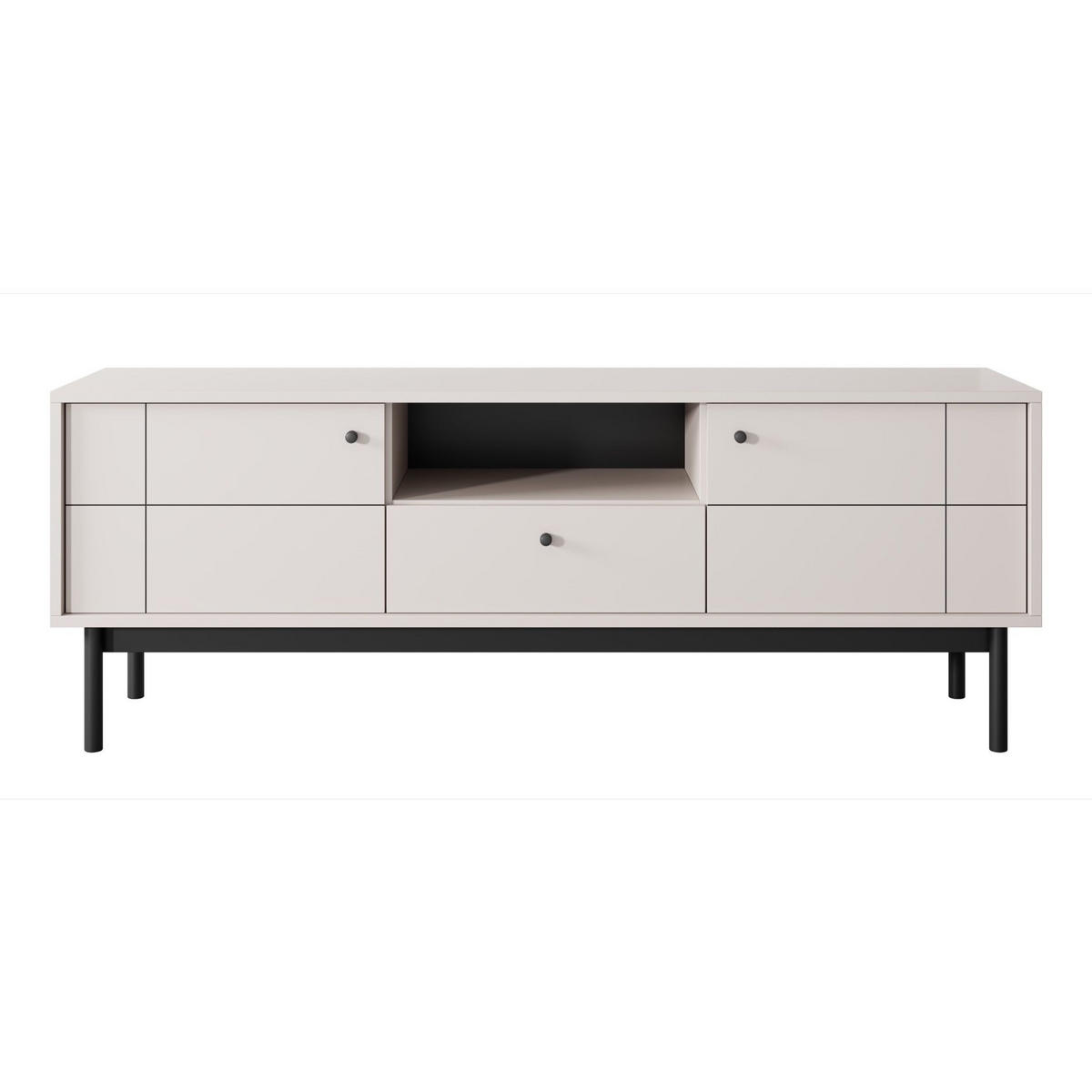 TV-LOWBOARD Japandies Greige 153 cm - Taupe/Schwarz, Holz/Holzwerkstoff (153.5/56.6/39cm) - Selsey