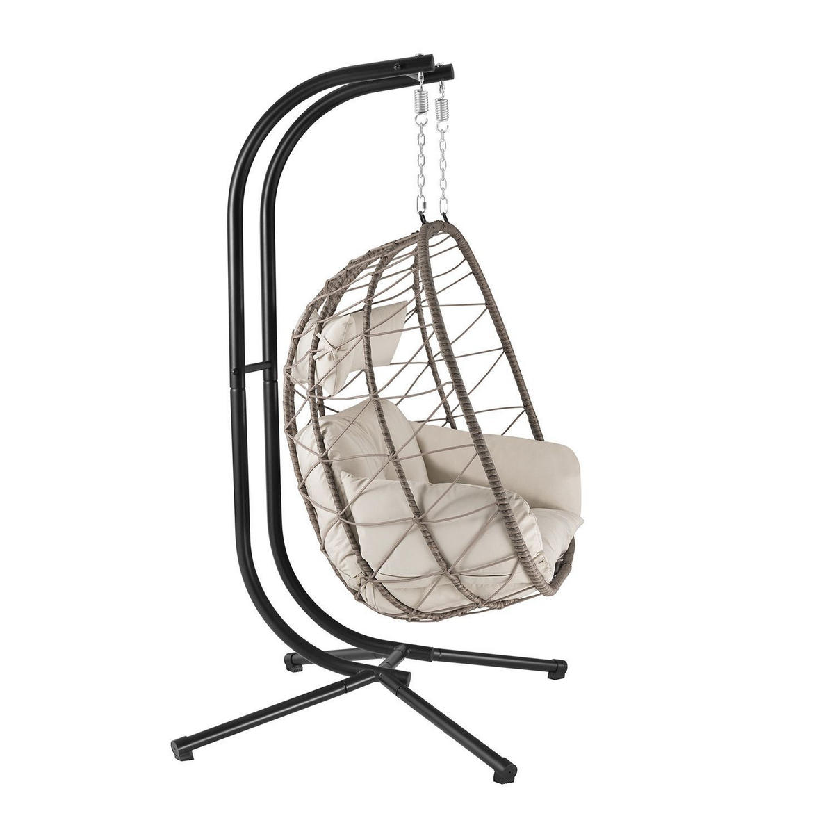 XXL-KORBHÄNGESESSEL Aria beige inkl. waschbare Bezüge - Naturfarben, Kunststoff/Metall (130/197/127cm) - Juskys