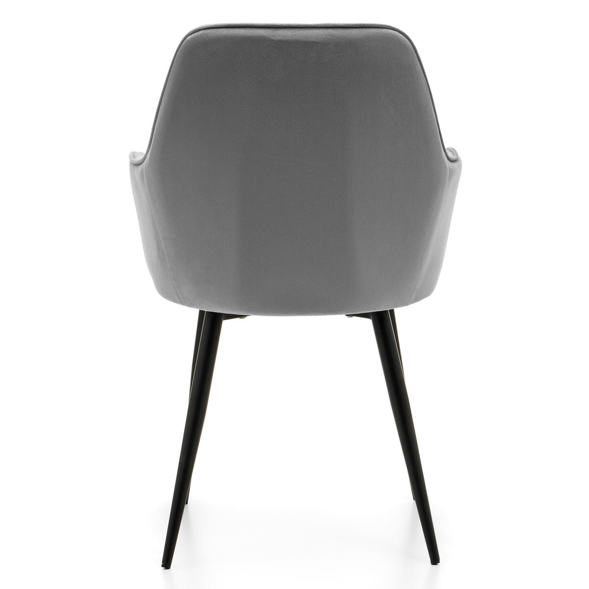 STUHL EMILIA gepolstert mit Steppung- hellgrau - Samt Velours - Hellgrau/Schwarz, Textil/Metall (58/90/58cm) - NEW HOME