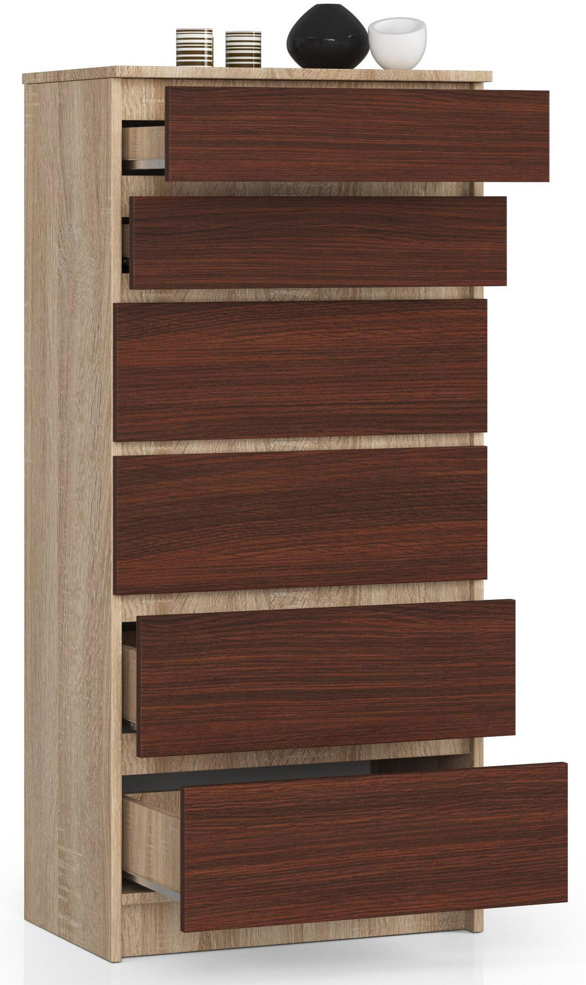 KOMMODE Eiche Sonoma, Dunkelbraun 130/60/40 - Dunkelbraun, Holzwerkstoff (60/130/40cm) - RAUMHIRSCH FURNITURE