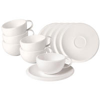 KAFFEETASSEN MIT UNTERTASSEN NewMoon weiß 190 ml 6er Set - Weiß, Keramik (17/7.8/17cm) - Villeroy & Boch