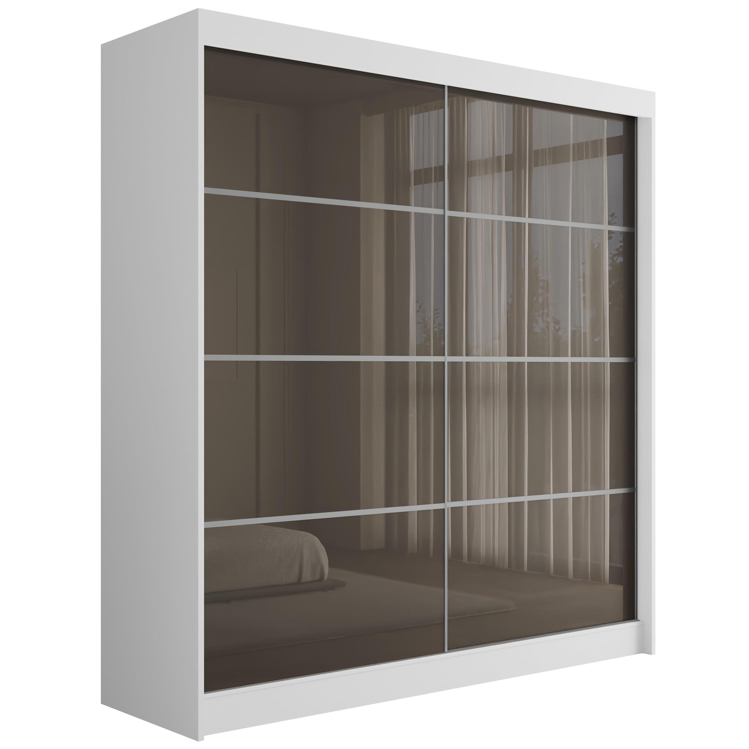 KLEIDERSCHRANK PEKA III - 200 cm - Weiß|Grau - Weiß/Grau, Holzwerkstoff (200/215/61cm) - ALTDECOR