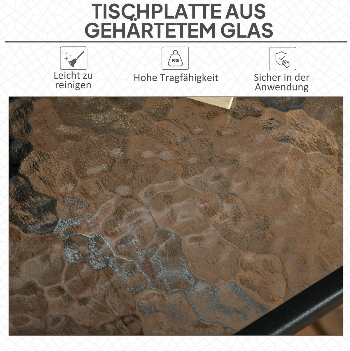 GARTENTISCH 76/76/72 cm schwarz aus Metall mit Glasplatte und Schirmloch - Naturfarben, Metall (76/76/72cm) - OKWISH