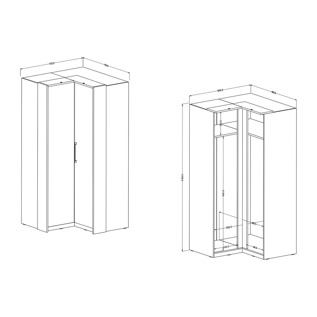 DREHTÜRENSCHRANK OTTIMA 109/217/63 cm 2-türig Weiß - Weiß, Holzwerkstoff (109/217/63cm) - MASSENO