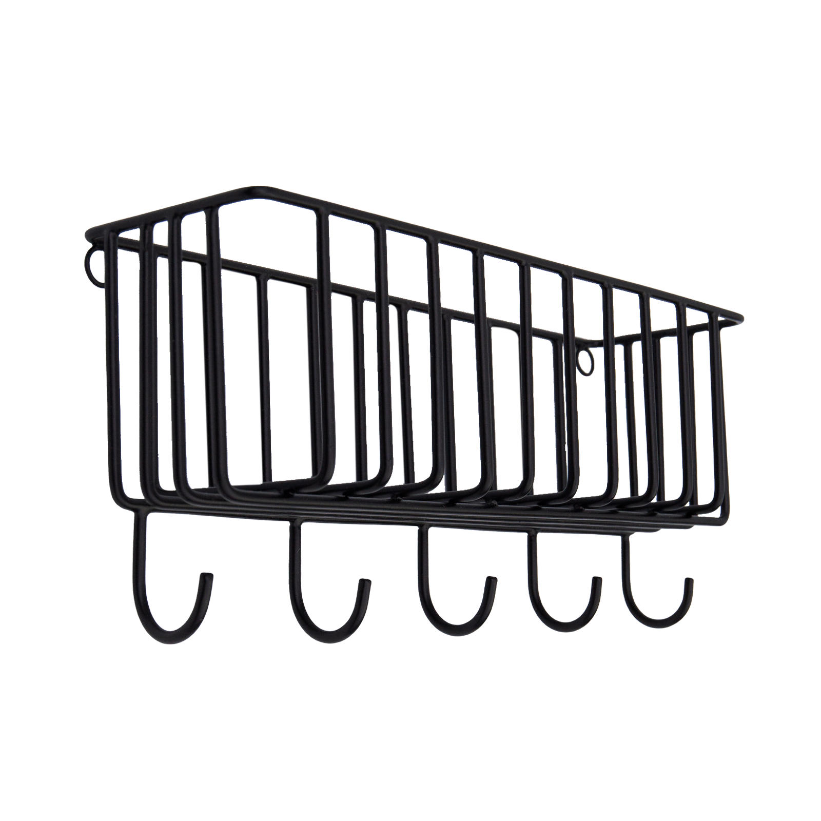 AUFBEWAHRUNGSKORB Fynn mit Haken in Schwarz 30/13 cm - Schwarz, Metall (8/13/30cm) - LaLe Living