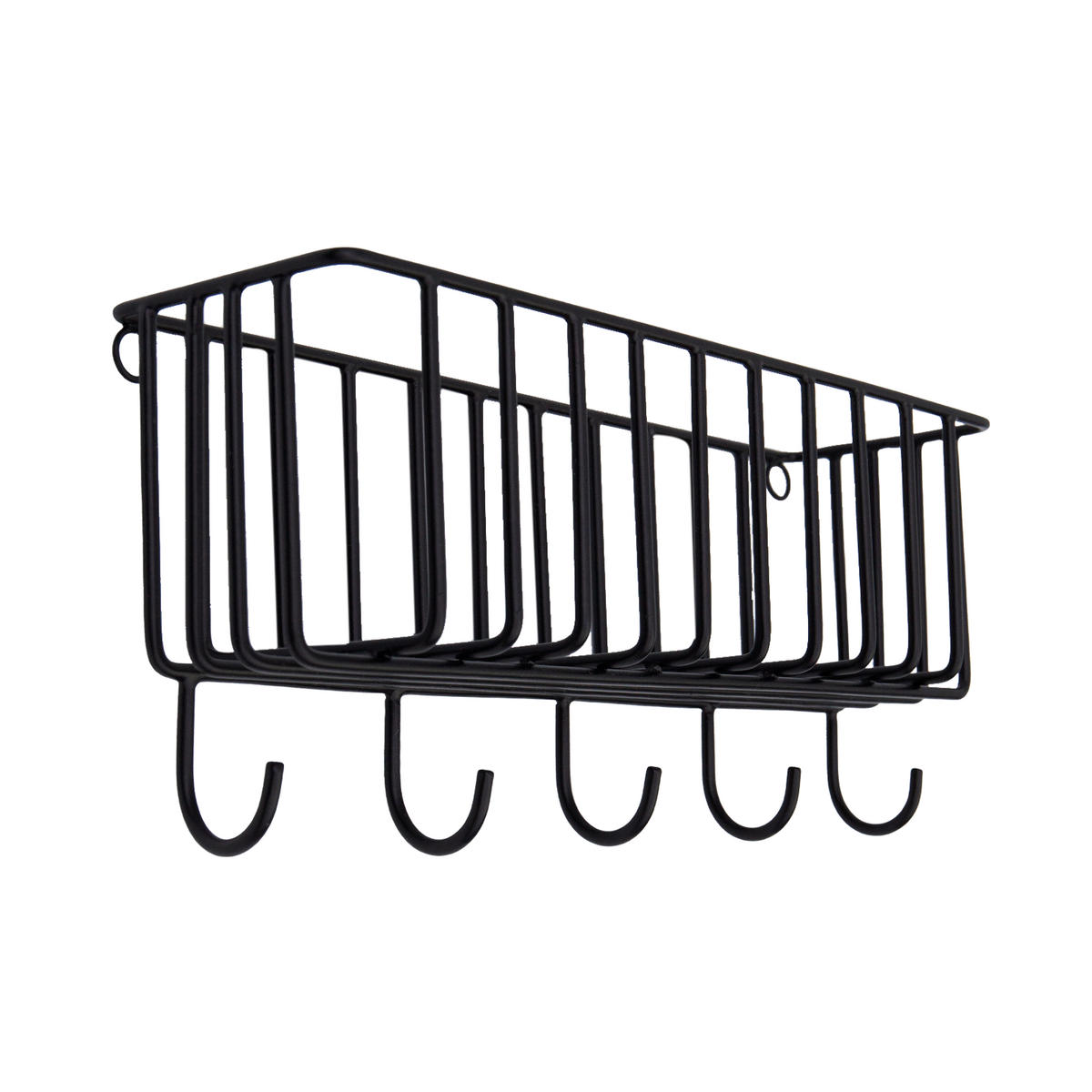 AUFBEWAHRUNGSKORB Fynn mit Haken in Schwarz 30/13 cm - Schwarz, Metall (8/13/30cm) - LaLe Living