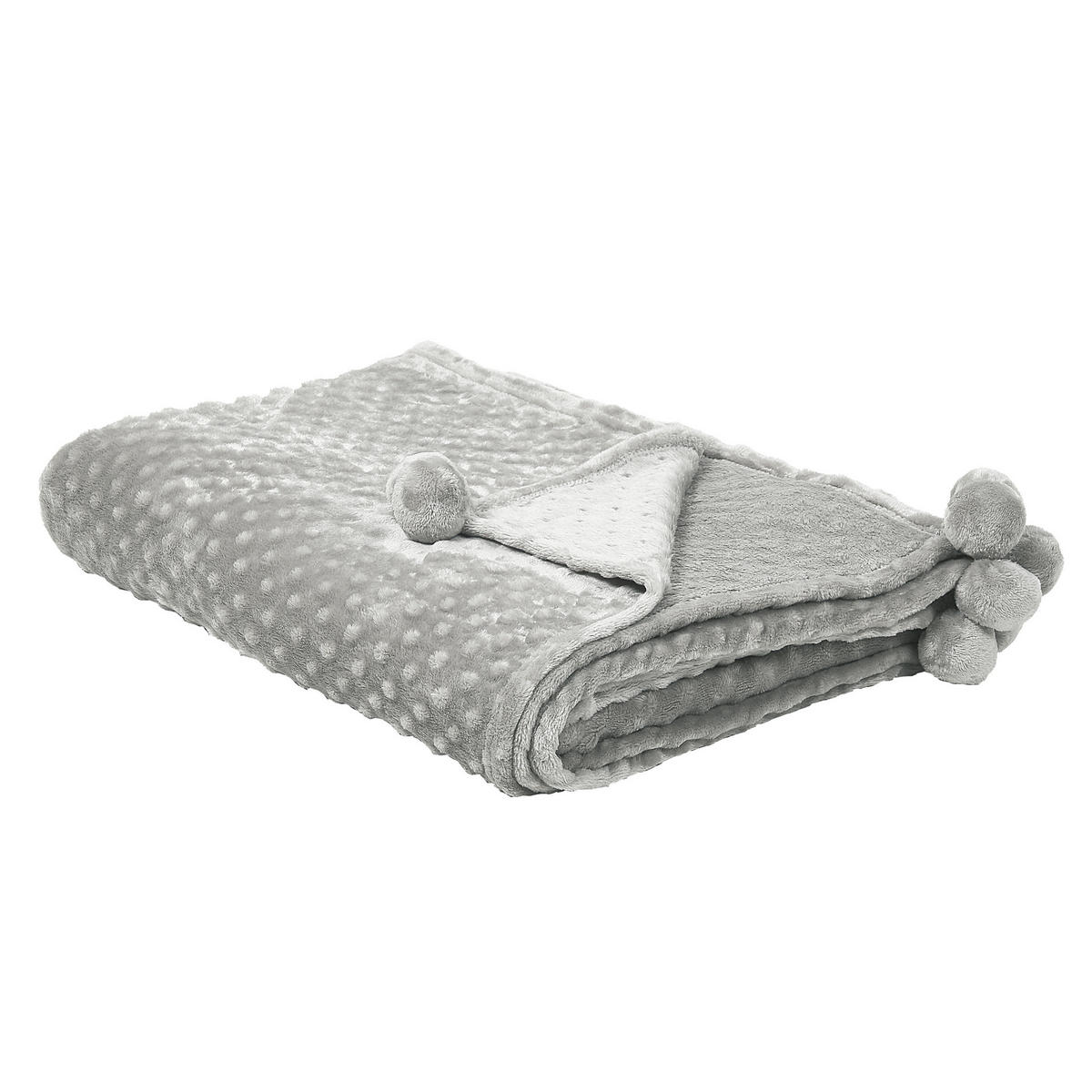 DECKE Hellgrau Samur 220/200 cm - Hellgrau, Textil (200/220cm) - Beliani