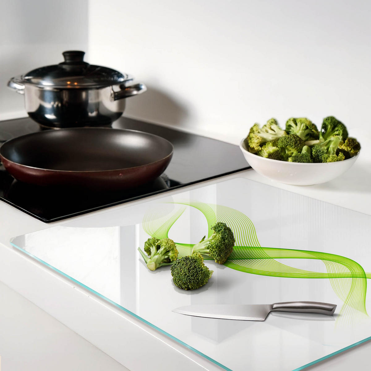 GLASPLATTE 60x52 cm Bunte Wellen - Braun, Glas (60/0.4/52cm) - TULUP