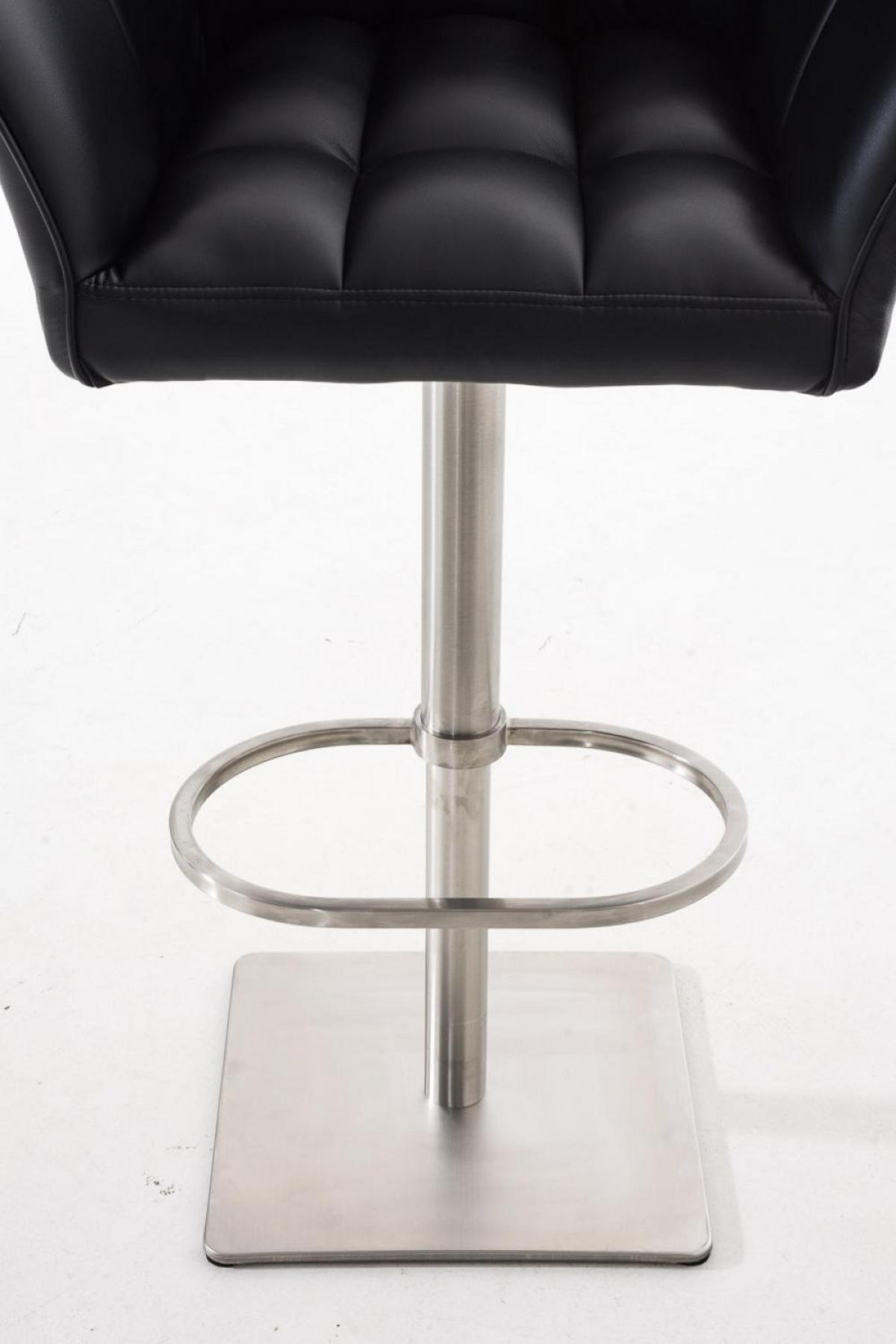 BARHOCKER 2er Set Lederlook Schwarz - Edelstahlfarben/Schwarz, Textil/Metall (64/88/45cm) - CLP
