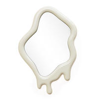 ASYMMETRISCHER Spiegel mit Holzrahmen 75×50 cm - Creme, Glas/Holz (50/3.5/75cm)