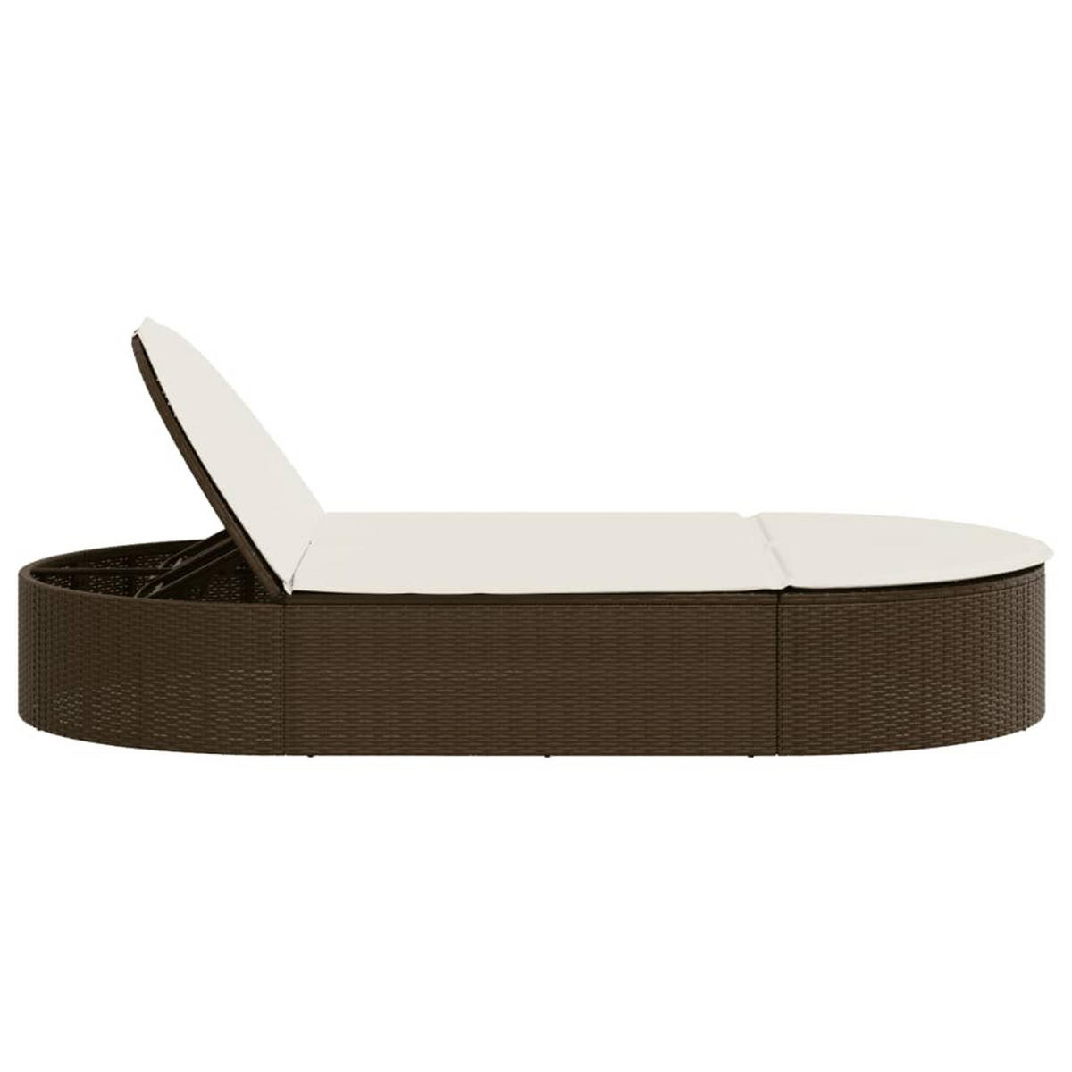 DOPPEL-SONNENLIEGE Mit Auflagen Braun Poly Rattan - Creme, Kunststoff (200/78/110cm) - vidaXL