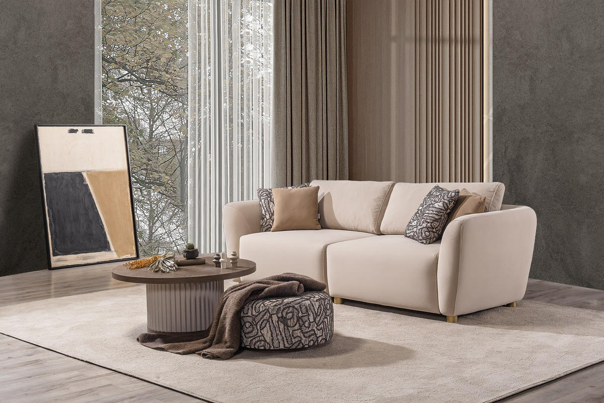 SITZGARNITUR Savana - Beige, Holz (250/93/100cm) - Villa Möbel