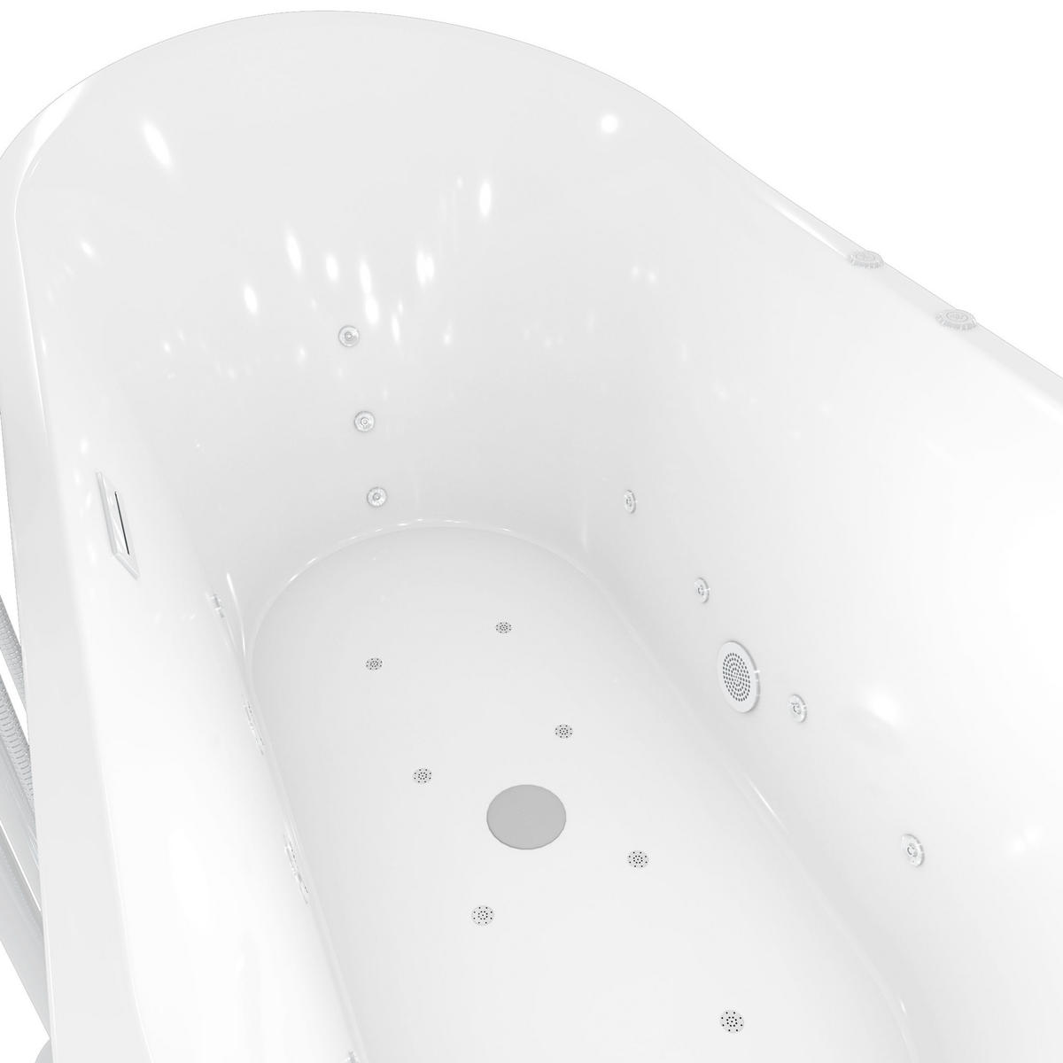 FREISTEHENDE Wanne F23 180cm Whirlpool Luft & Wasser Armatur AF03 - Weiß, Glas/Kunststoff (80/72/180cm) - AcquaVapore by Sandra Jentho