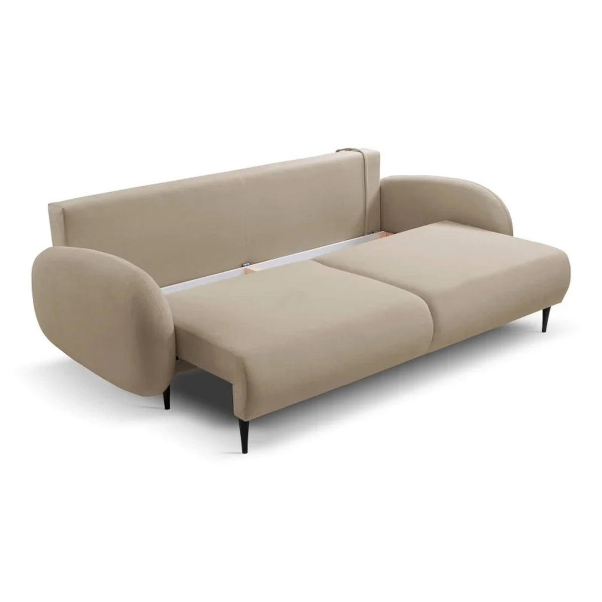 SCHLAFSOFA SOFTI, Sofa mit Schlaffunktion und Bettkasten, Farbe: Beige, Velourstoff - Beige, Textil (232/95/109cm) - Sepro Meble